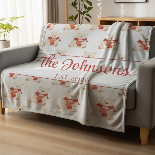 Personalized cute teddy bear  fleece deken