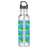 Personalized Cute Turtle Cartoon Name  Waterfles (Achterkant)