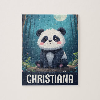 Personalized Cute Whimsical Panda in a Forest Legpuzzel
