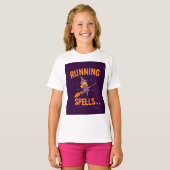 Personalized Cute Witch Running Spells  T-shirt (Voorkant volledig)