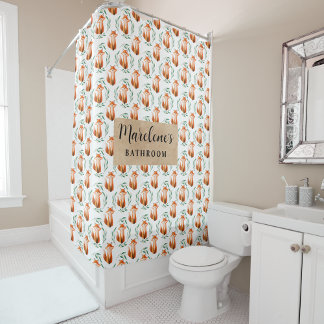 Personalized Cute woodland Fox kids bathroom Douchegordijn