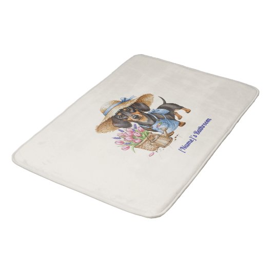 Personalized Dachshund Bath Mat  (Gekanteld)