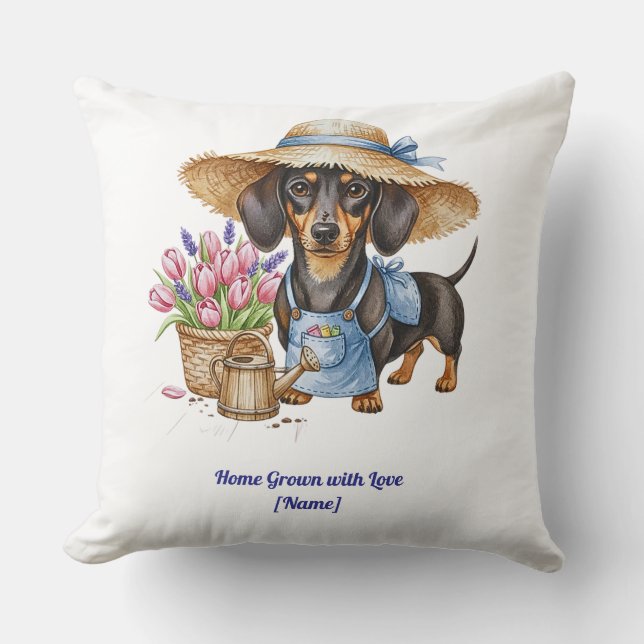 Personalized Dachshund Garden Throw Pillow Kussen (Voorkant)