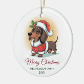 Personalized Dachshund in Santa Hat Christmas Keramisch Ornament (Links)