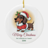Personalized Dachshund in Santa Hat Christmas Keramisch Ornament (Achterkant)