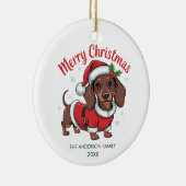 Personalized Dachshund in Santa Hat Christmas Keramisch Ornament (Rechts)