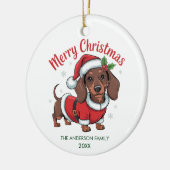 Personalized Dachshund in Santa Hat Christmas Keramisch Ornament (Links)