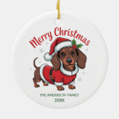 Personalized Dachshund in Santa Hat Christmas Keramisch Ornament (Achterkant)