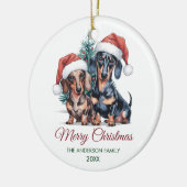 Personalized Dachshund in Santa Hat Christmas Keramisch Ornament (Links)