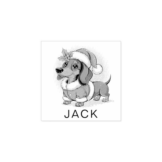 Personalized Dachshund in Santa Hat Christmas      Rubberstempel (Afrduk)