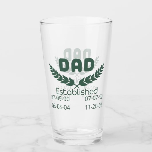 Personalized Dad Established Glas (Voorkant)