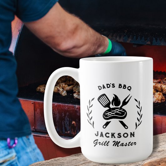 Personalized Dad's BBQ Barbeque Grill Master  Koffiemok