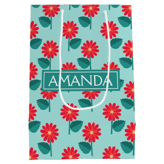 Personalized Daisy Pattern Gift Bag Medium Cadeauzakje (Achterkant)