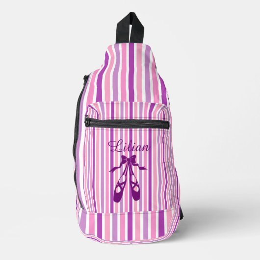 Personalized Dance Bag with Name Purple Ballet  Sling Bag (Voorkant)