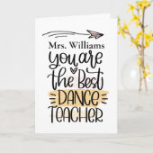 Personalized Dance Teacher Kaart. Hartelijk dank Kaart (Gele Bloem)