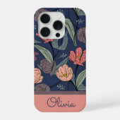 Personalized Dark Floral Tulip Pattern Phone Case (Verso)