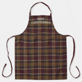 Personalized Dark Plaid Chef Apron Schort (Voorkant)