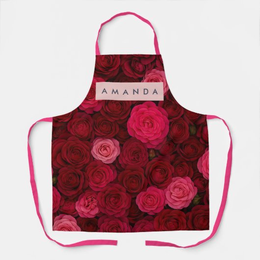 Personalized Deep Red & Pink Rose Garden  Schort (Voorkant)