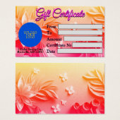 Personalized Delicate Blossoms Gift Certificate (Devant & derrière)