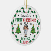 Personalized Dentist First Christmas Tree Round Keramisch Ornament (Rechts)