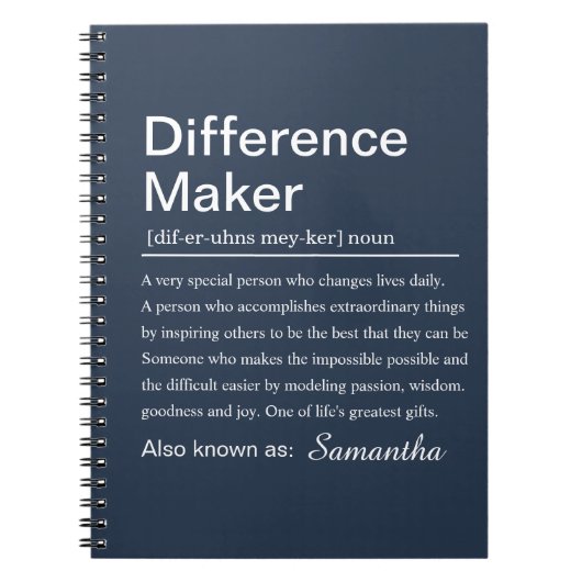 Personalized Difference Maker Definition Custom Notitieboek (Voorkant)