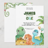 Personalized Dinosaur 1st Birthday Invitation (Devant / Derrière)