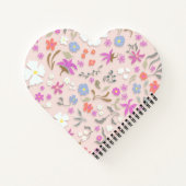 Personalized Ditsy Flowers heart-shape spiral Notitieboek (Achterkant)