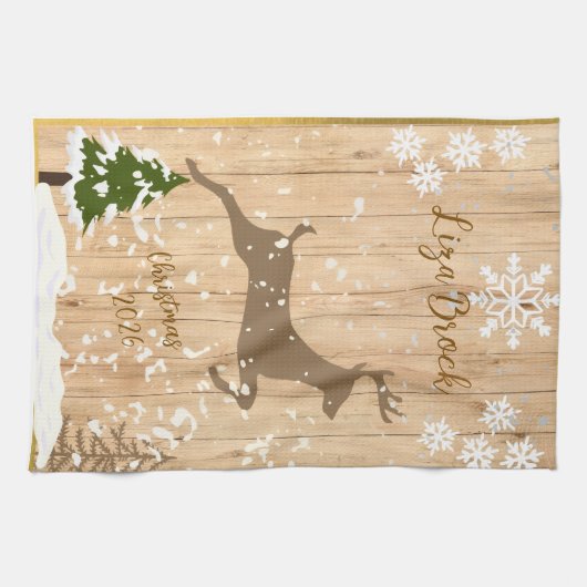 Personalized doe Christmas bauble Theedoek (Horizontaal)