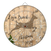 Personalized doe Christmas bauble wooden backgroun Dartbord (Voorkant)