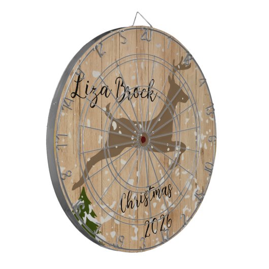 Personalized doe Christmas bauble wooden backgroun Dartbord (Voorkant Links)