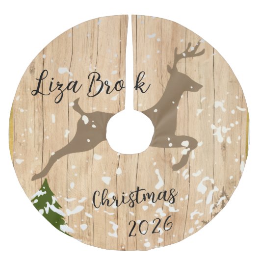 Personalized doe Christmas bauble wooden backgroun Kerstboom Rok (Voorkant)