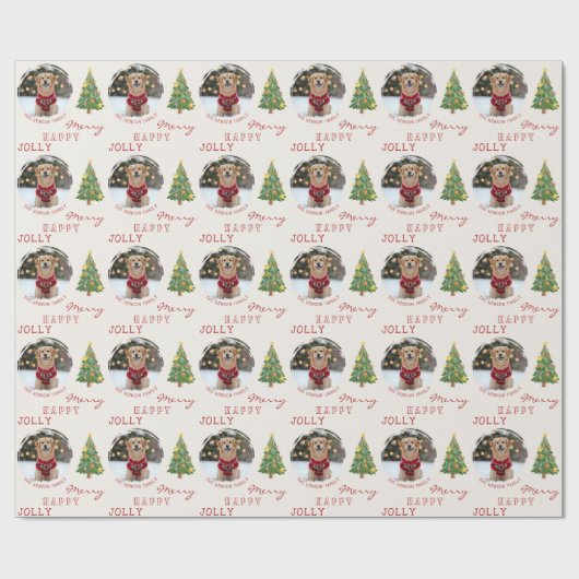 Personalized Dog and Family Photo Christmas Tree Cadeaupapier (Vlak)