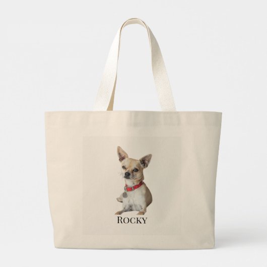 Personalized Dog Photo | Custom Pet Name  Grote Tote Bag (Achterkant)
