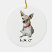 Personalized Dog Photo | Custom Pet Name  Keramisch Ornament (Voorkant)
