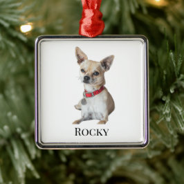 Personalized Dog Photo | Custom Pet Name  Metalen Ornament