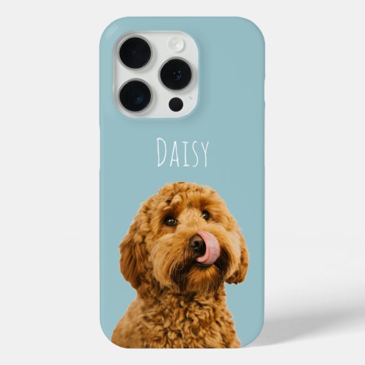 Personalized Dog Photo | Pastel Blue Pet Case-Mate iPhone Case (Achterkant)