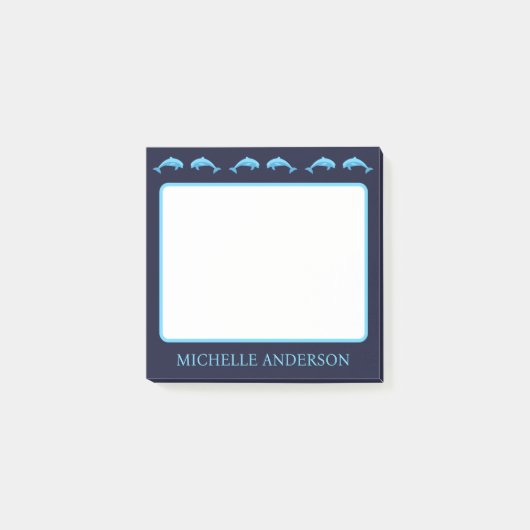 Personalized Dolphins Post-it Notes with Name (Devant)