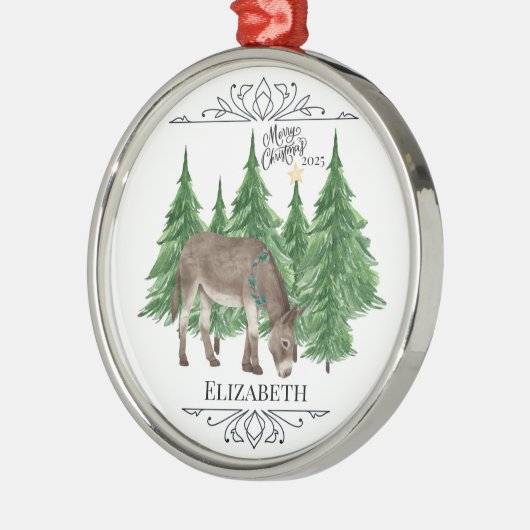 Personalized Donkey Christmas Ornament Keepsake (Links)