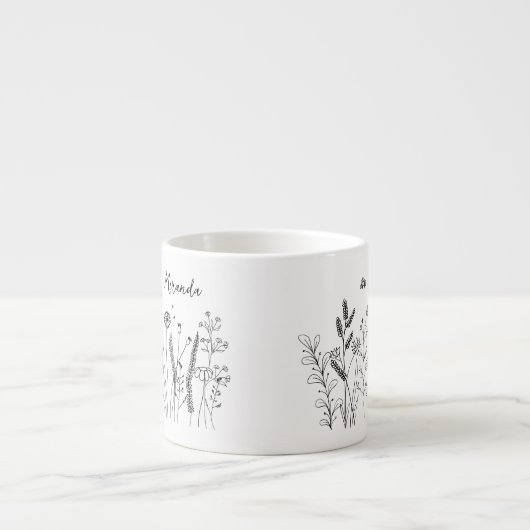 Personalized Doodle Wild Plants Espresso Mug (Devant)