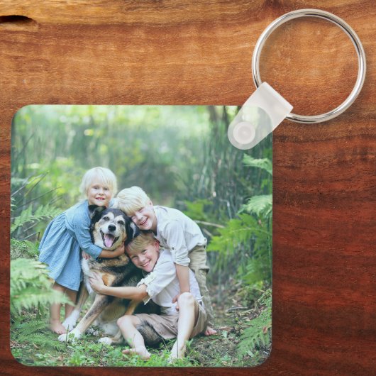 Personalized Double Sided 2 Photo of Kids Family Sleutelhanger (Achterkant)