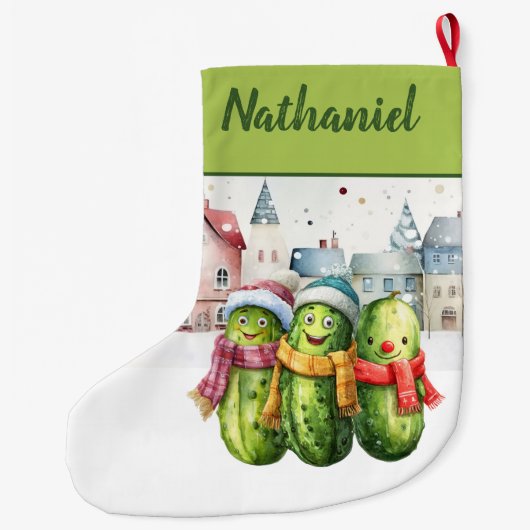 Personalized  Double Sided Pickle Grote Kerstsok (Achterkant)