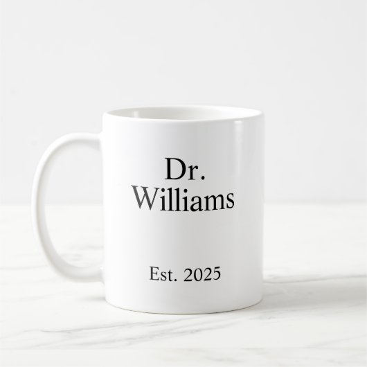Personalized Dr Coffee Mug, name Ceramic Mug E (Gauche)