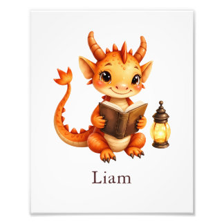 Personalized Dragon Art Print Custom Nursery Kids  Foto Afdruk