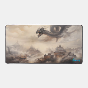 Personalized Dragon over Chinese City Desk Mat