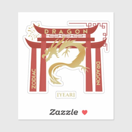 Personalized Dragon Zodiac Sticker / Dragón (Feuille)