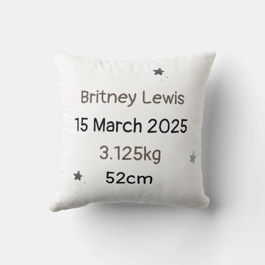 Personalized Dream Big - Custom Name & Birth Stats Kussen (Achterkant)