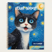 Personalized Dreamy Moon Cat Starry Night Planner (Voorkant)