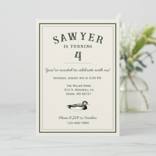 Personalized Duck Birthday Invitation (Debout devant)