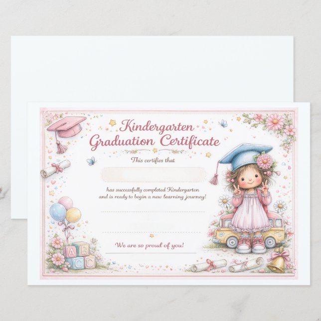 Personalized Early Learning Graduation Certificate (Voorkant / Achterkant)