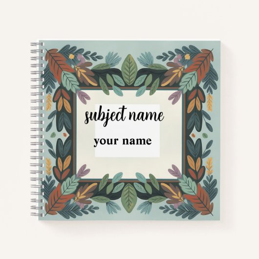 Personalized Earthy Botanical Frame Notebook Notitieboek (Voorkant)